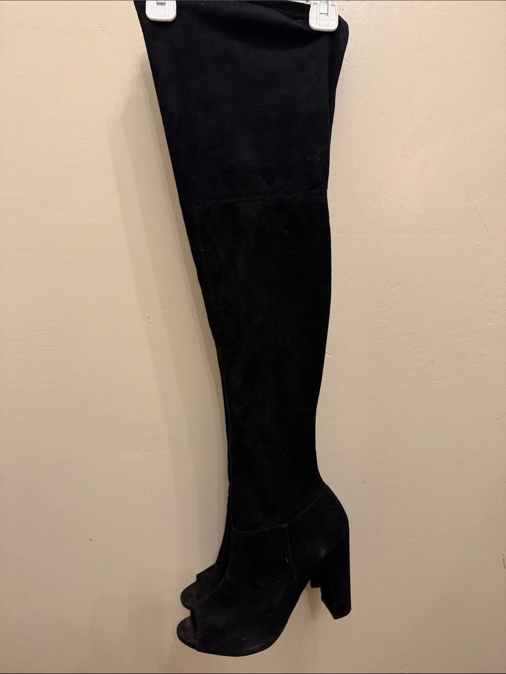 Windsor Black Over-the-Knee Peep-Toe Women’s Boots